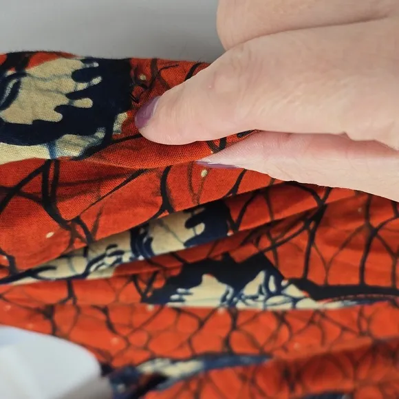 Vintage Wax Print Red and Blue Chicken Puff Sleeve Top &amp; Maxi Trumpet Skirt Set