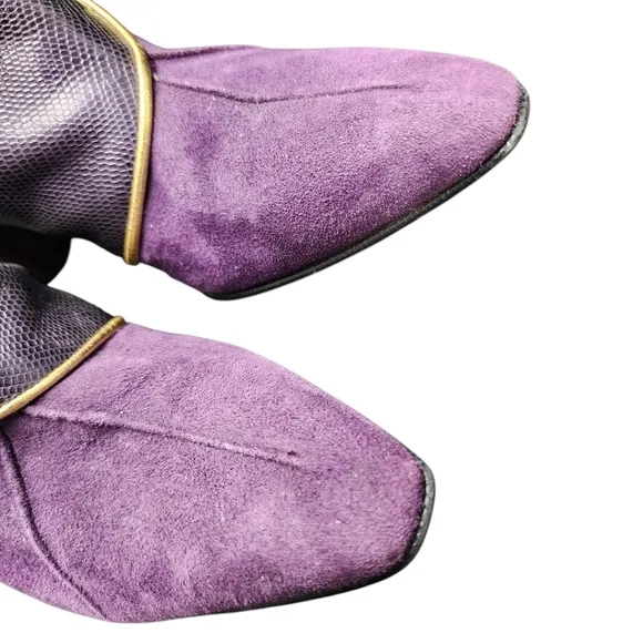 Vintage Womens Purple Suede Ankle Boots Size 7.5