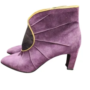 Vintage Womens Purple Suede Ankle Boots Size 7.5