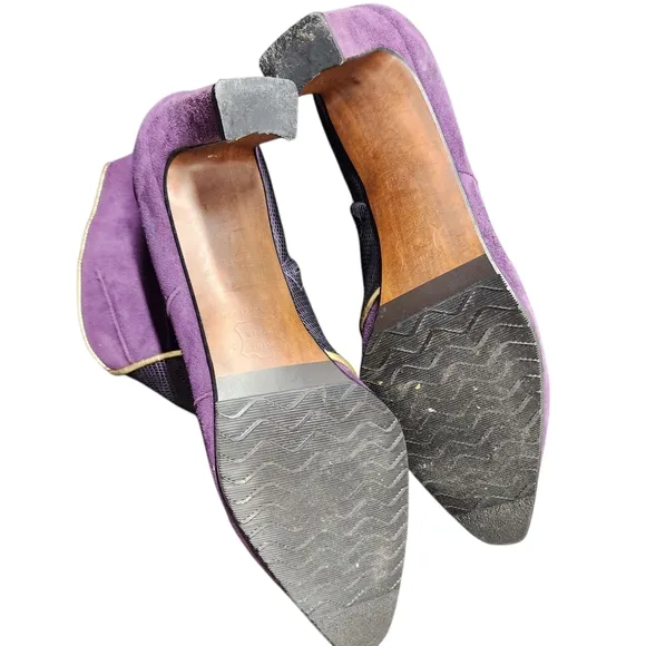 Vintage Womens Purple Suede Ankle Boots Size 7.5