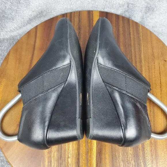 Vionic Boots Women's 6 Black Leather Gore Stanton Wedge Ankle Booties