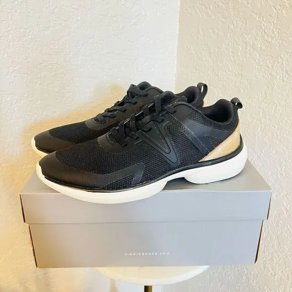 VIONIC Leyo Sneaker Orthotic Comfort Cushioned Tennis Shoes, Black, Size 9, NWT