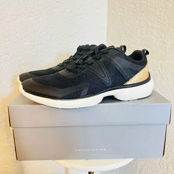 VIONIC Leyo Sneaker Orthotic Comfort Cushioned Tennis Shoes, Black, Size 9, NWT