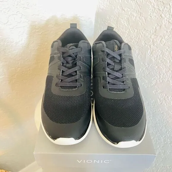 VIONIC Leyo Sneaker Orthotic Comfort Cushioned Tennis Shoes, Black, Size 9, NWT