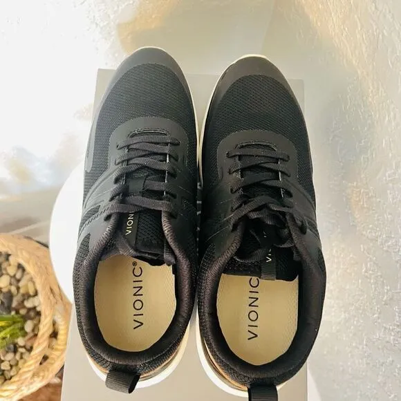 VIONIC Leyo Sneaker Orthotic Comfort Cushioned Tennis Shoes, Black, Size 9, NWT
