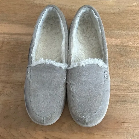 Vionic Lynez Gray Suede Loafer Slippers Size 7