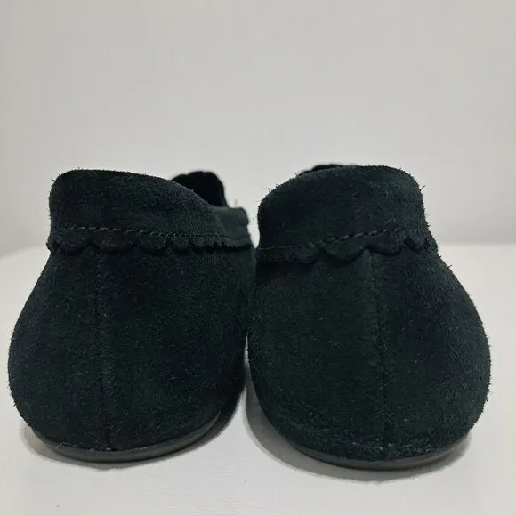 Vionic Mckenzie Slippers Leather Suede Orthaheel Size 9.5 Black