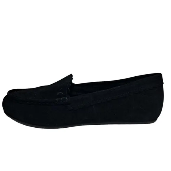Vionic Mckenzie Slippers Leather Suede Orthaheel Size 9.5 Black