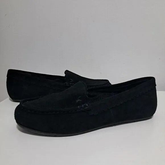 Vionic Mckenzie Slippers Leather Suede Orthaheel Size 9.5 Black