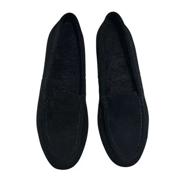Vionic Mckenzie Slippers Leather Suede Orthaheel Size 9.5 Black