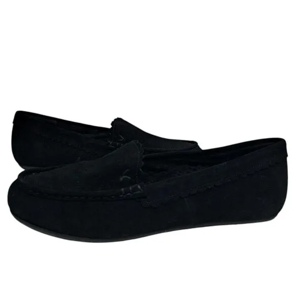 Vionic Mckenzie Slippers Leather Suede Orthaheel Size 9.5 Black