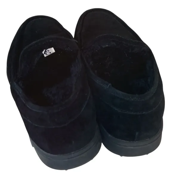 Vionic Mens Gustavo Black Suede Faux Shearling Lined Water Repellant Sli…