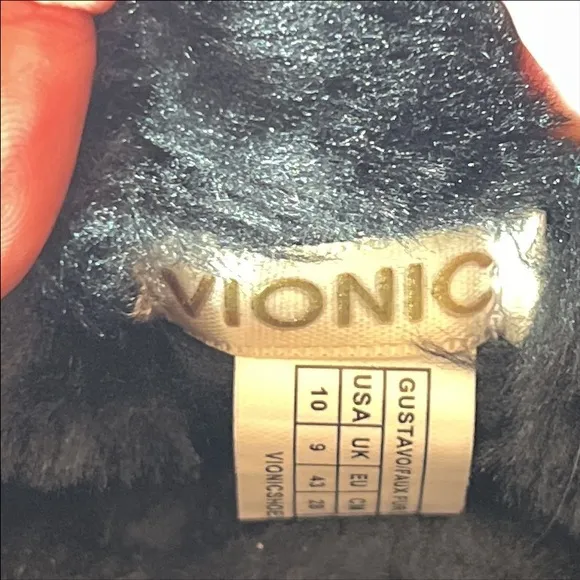 Vionic Mens Gustavo Black Suede Faux Shearling Lined Water Repellant Sli…