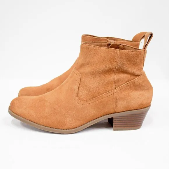 Vionic Shoes Women’s 8 Toffee Brown Ankle Booties Suede Leather Water Resistant