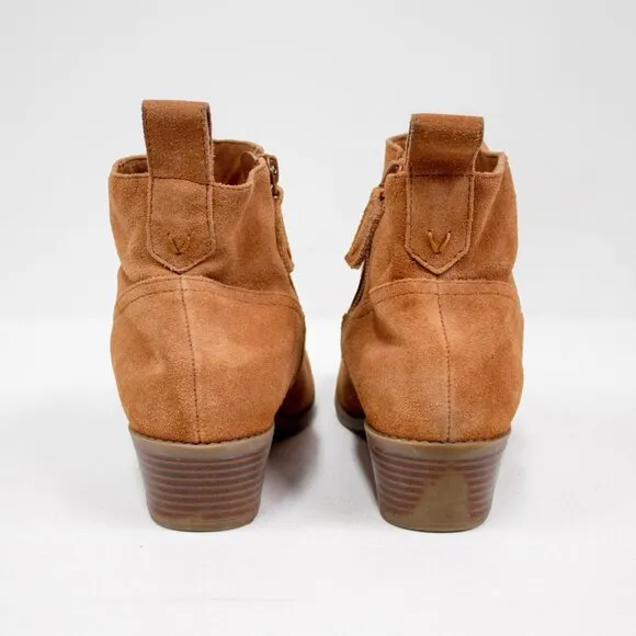 Vionic Shoes Women’s 8 Toffee Brown Ankle Booties Suede Leather Water Resistant