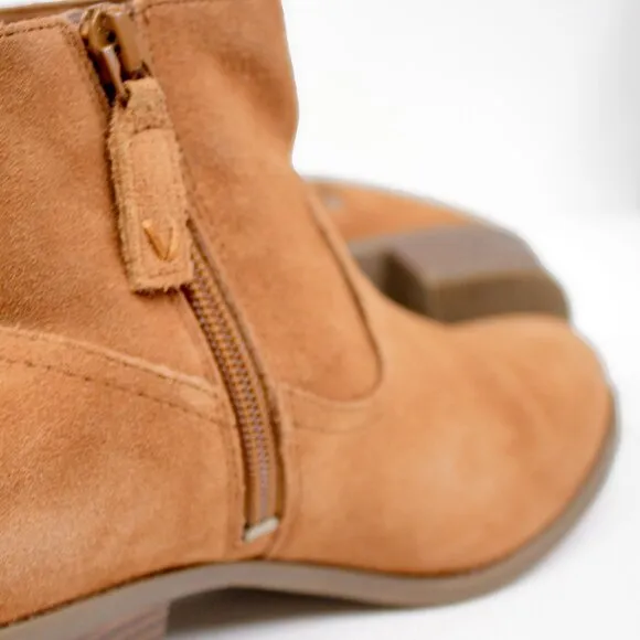 Vionic Shoes Women’s 8 Toffee Brown Ankle Booties Suede Leather Water Resistant