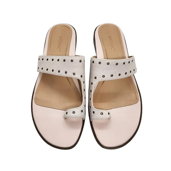 Vionic Women's Lupita Leather Slip On Slide Sandals - 7.5