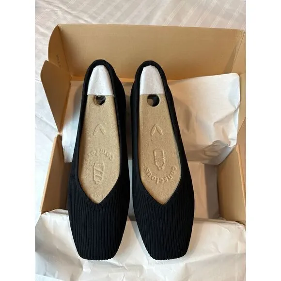 VIVAIA Square-Toe V-Cut Flats (Margot 2.0) Size EUR 41.5 W‎ US 10 W