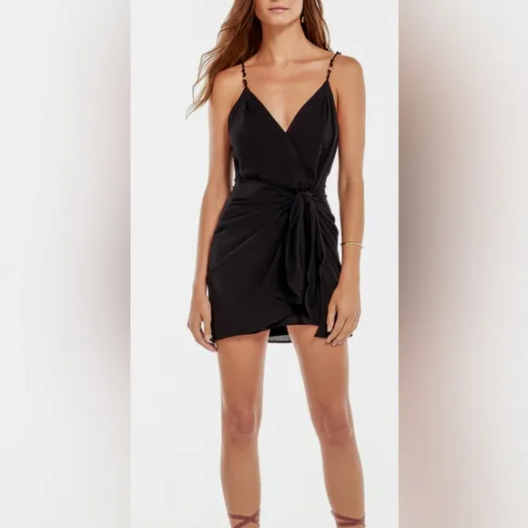VIX Paula Hermanny Blue Silk Gisa Detail Short Dress Womens Sz 0 Luxury Swim NWT