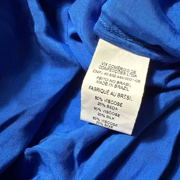 VIX Paula Hermanny Blue Silk Gisa Detail Short Dress Womens Sz 0 Luxury Swim NWT