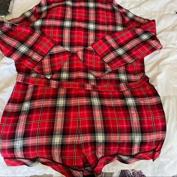 Vs flannel romper vs faux fur slippers &amp; bag plaid