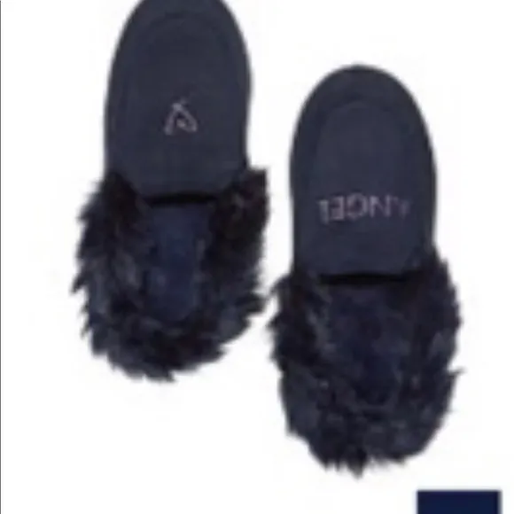VS SHORT ROBE SHERPA LINED RARE SZ XS SM VS LOGO SLIPPERS NAVY SZ M