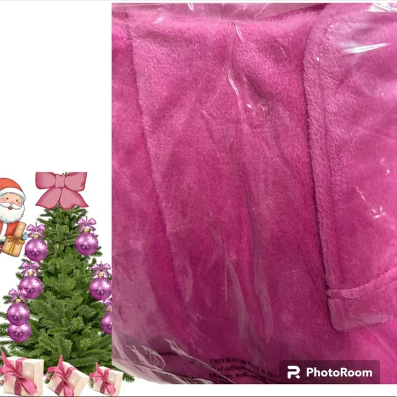 VS XS/SM FUCHSIA FRENZY LONG Robe , TOTE &amp; Slippers