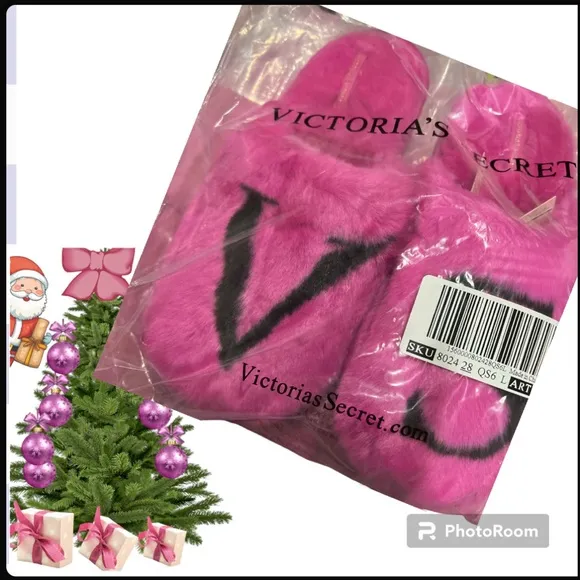 VS XS/SM FUCHSIA FRENZY LONG Robe , TOTE &amp; Slippers