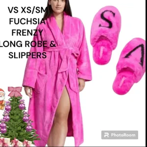 VS XS/SM FUCHSIA FRENZY LONG Robe , TOTE &amp; Slippers