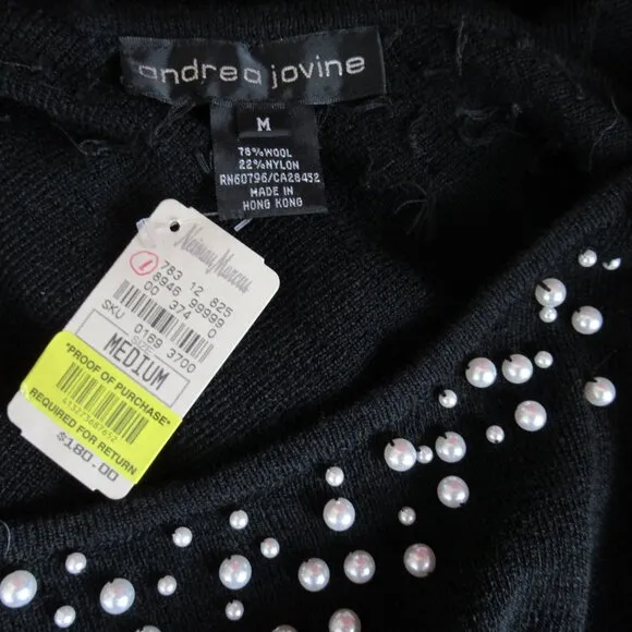 VTG Andrea Jovine never worn Black Knit Dress, Neiman Marcus original paper tag