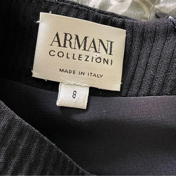 VTG Armani Collezioni Wool Blend Shirt Dress Cinch Waist Black Minimalist Career