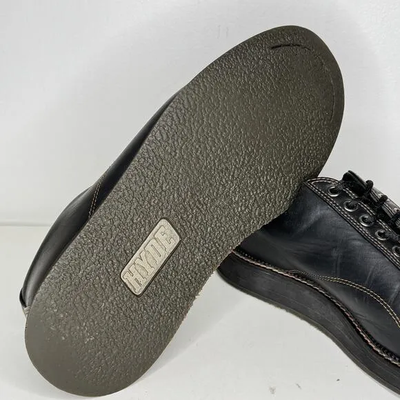 VTG Y2K HYDE Shoes Mens Size 11 Black Leather Laced Bowling Shoes Grunge Goth