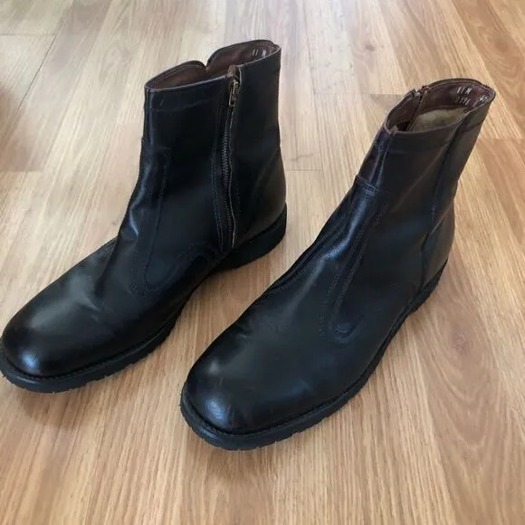 Walk-Over Dark Brown Leather Ankle Boots w/ Vibram Sole