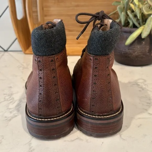 Warfield &amp; Grand Darren cap toe lace up ankle boots rugged academia leather 11