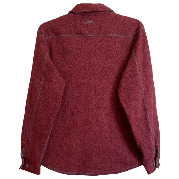 Warm Layering Shirt Jacket Fleece Lined Shacket Red Gray Button Up Size Large