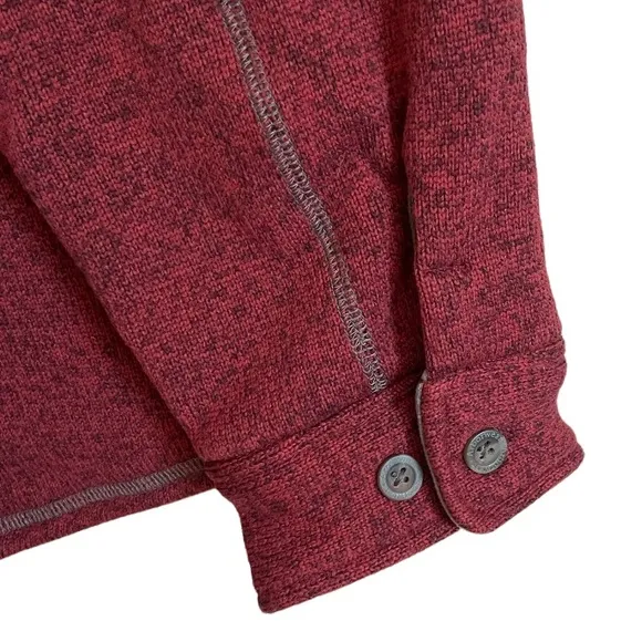 Warm Layering Shirt Jacket Fleece Lined Shacket Red Gray Button Up Size Large