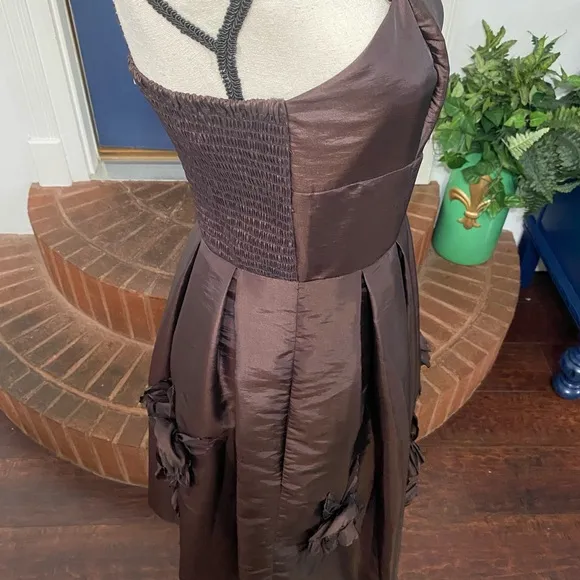 Watters &amp; Watters Brown oragami formal dress with pockets Size 4