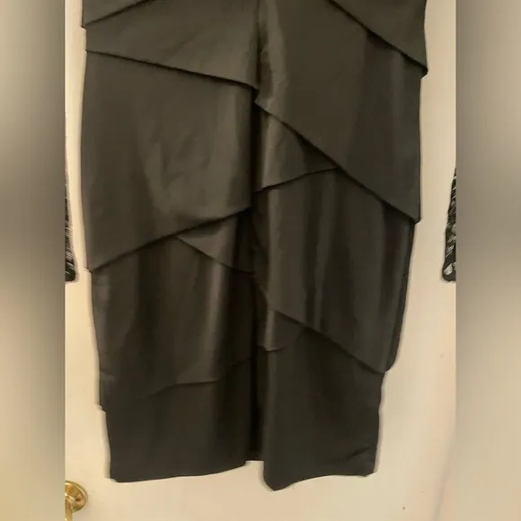 White House black market black mini dress sheer long sleeves size 4