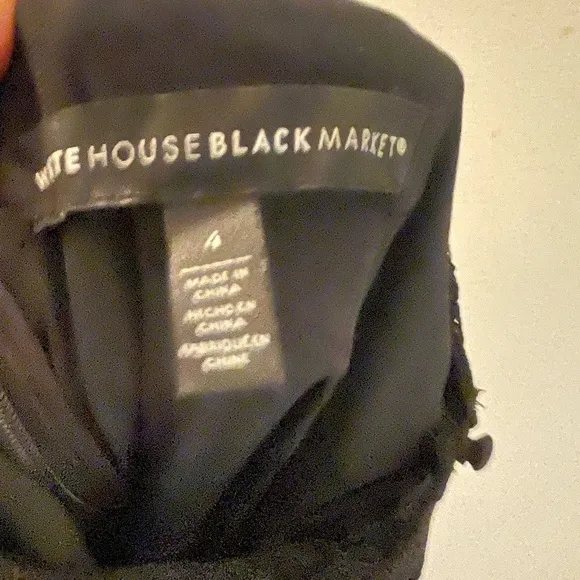 White House black market black mini dress sheer long sleeves size 4