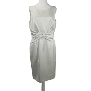 White House Black Market Women Dull Satin Sheath Color ECRU Sleeveless Size 10