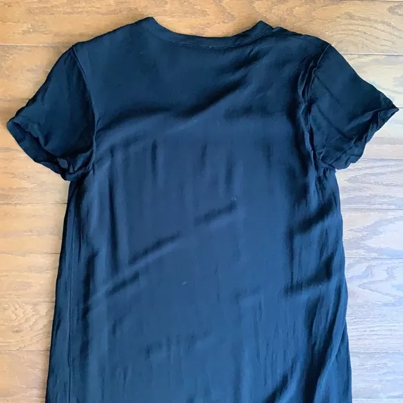 WILT Short Sleeve Black Dress Asymmetrical Hem LBD Minimalist Size XS