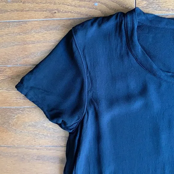 WILT Short Sleeve Black Dress Asymmetrical Hem LBD Minimalist Size XS