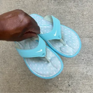 WMNS NIKE ULTRA COMFORT THONG BABY BLUE WHITE FOOTBEDS ZIG ZAG SQUARE