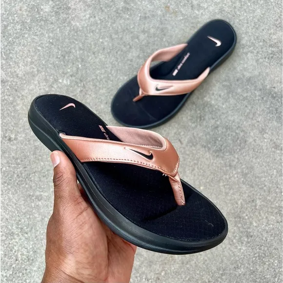 WMNS NIKE ULTRAS COMFORTS 3 THONGS THNG III ROSE GOLD COPPER BLACK FOOTBEDS