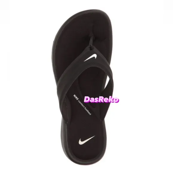 WMNS NIKE ULTRAS COMFORTSTHONGS TRIPLE BLACKS WHITES FOOTBEDS
