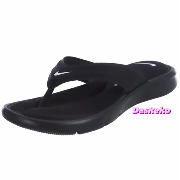 WMNS NIKE ULTRAS COMFORTSTHONGS TRIPLE BLACKS WHITES FOOTBEDS