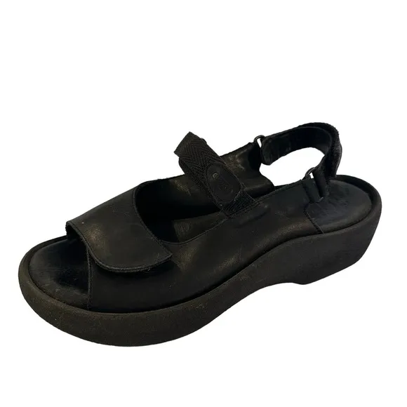 WOLKY JEWEL MINIMALIST SANDAL BLACK SMOOTH SIZE EU 40 US 9