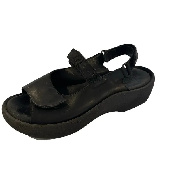 WOLKY JEWEL MINIMALIST SANDAL BLACK SMOOTH SIZE EU 40 US 9