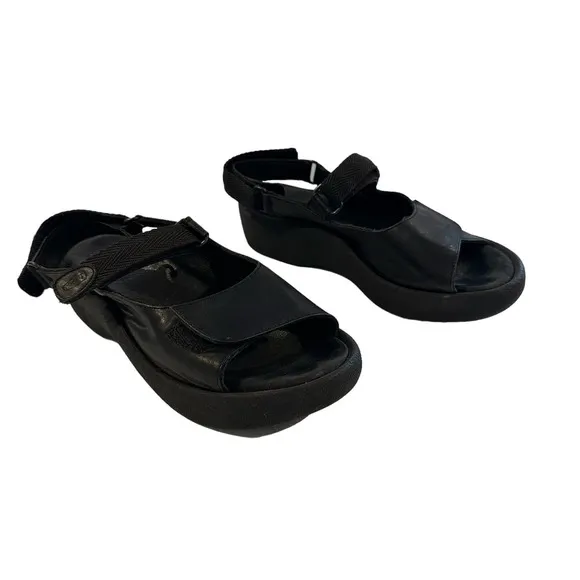 WOLKY JEWEL MINIMALIST SANDAL BLACK SMOOTH SIZE EU 40 US 9