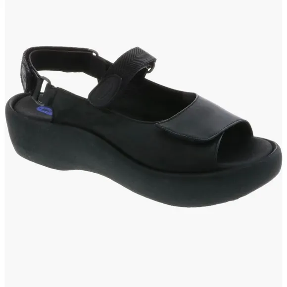 WOLKY JEWEL MINIMALIST SANDAL BLACK SMOOTH SIZE EU 40 US 9
